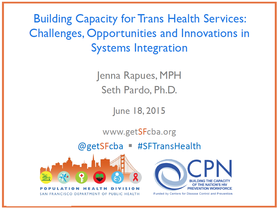 Building Capacity for Trans Health Services Webinar