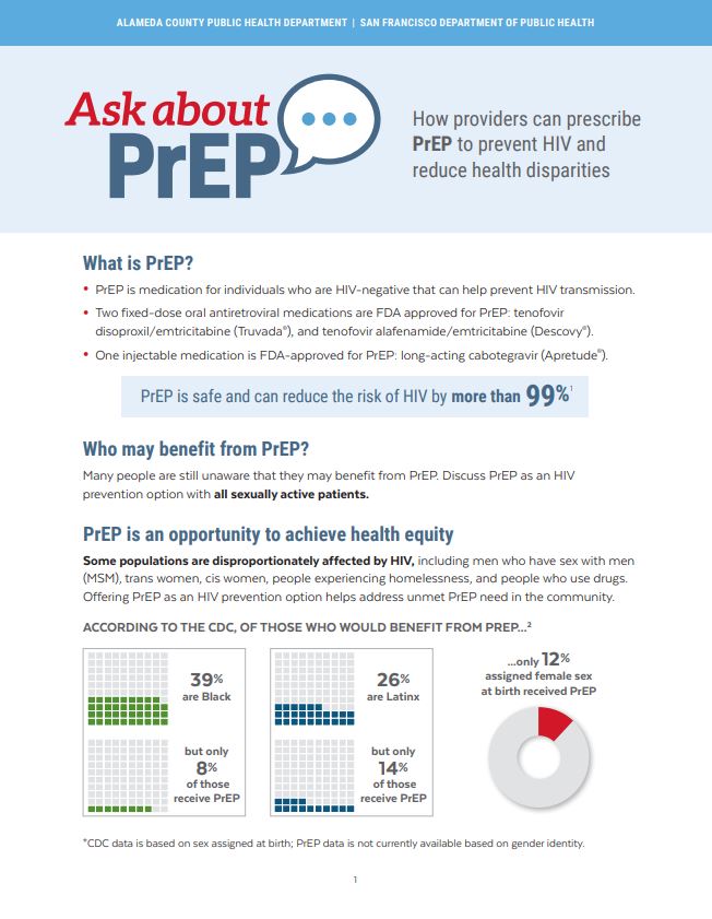 This image is a screenshot of the first page of the PrEP provider guide for physicians. It is used to educate health care providers on PrEP.